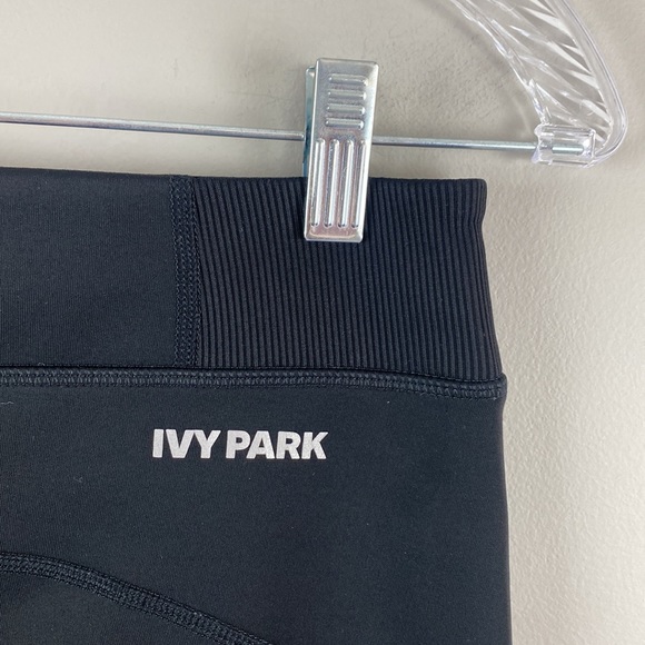 Ivy Park “Y” Black Cropped High Waist  Leggings Size L - Picture 10 of 15